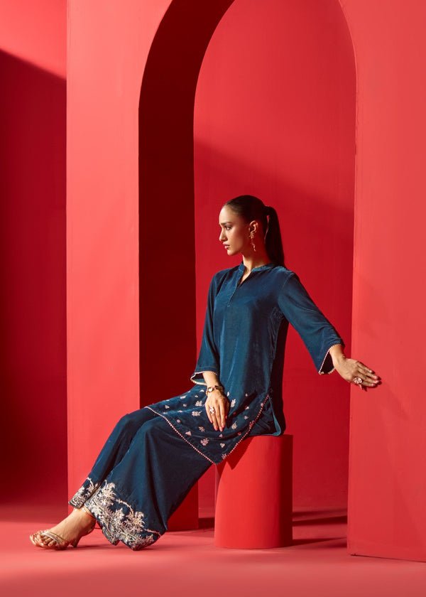 Allys Teal Velvet 2-Piece Winter Wear - Image 5