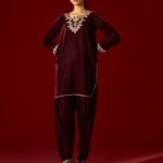 Allys Rich Dark Brown Velvet 2-Piece Winter Wear