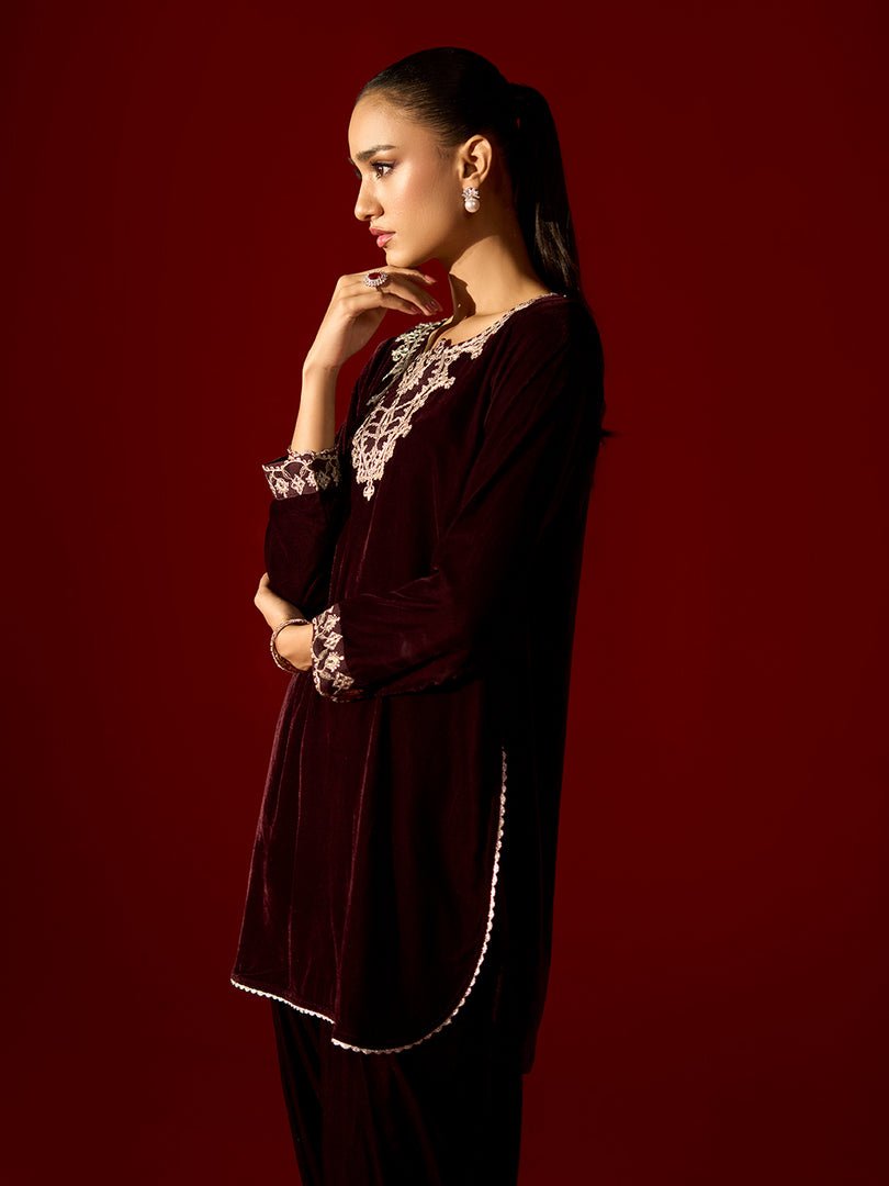 Allys Rich Dark Brown Velvet 2-Piece Winter Wear - Image 6