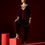 Allys Rich Dark Brown Velvet 2-Piece Winter Wear