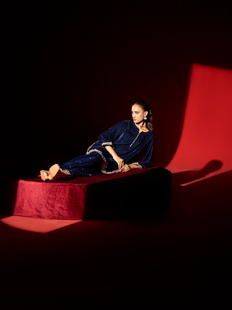 Allys Royal Blue Velvet 2-Piece Winter Wear - Image 7