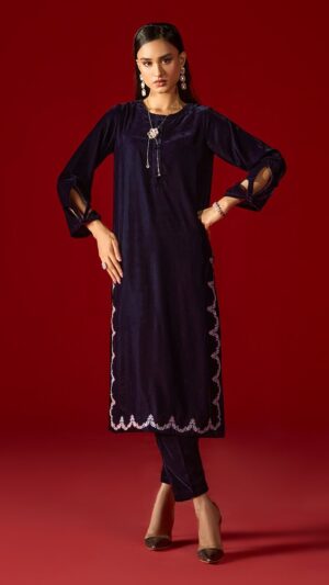 Allys Rich Purple Velvet 2-Piece Winter Wear