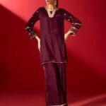 Allys Deep Maroon Velvet 2-Piece Winter Wear