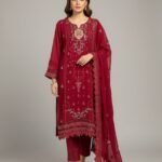 Maroon Chiffon 3-Piece Suit