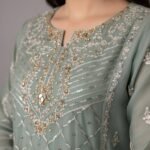 Sage Green Embellished Chiffon Set (2-Piece)