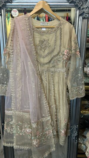 Zargun Hand-Embellished Net Frock & Gharara