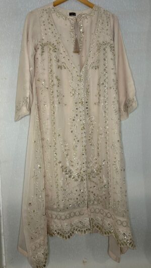 Champagne Gold Sequinned Chiffon A-Line Gown – 3 Piece Luxury Formal Set