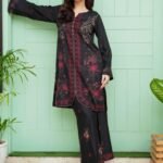 Midnight Rose | 2-Piece Printed & Embroidered Poly Lawn Suit
