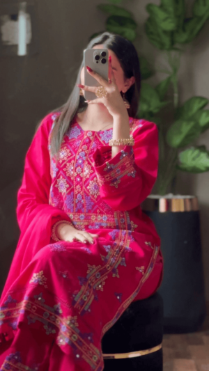 Crimson Heritage | 3-Piece Embroidered Cotton Suit with Cutwork & Lace