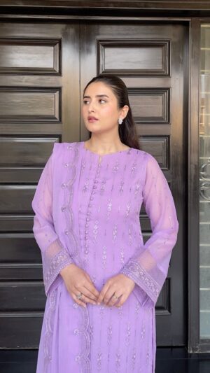 Charm | 3-Piece Luxury Embroidered Chiffon Suit