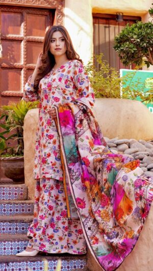 Garden Bloom | 3-Piece Printed Digital Lawn Suit