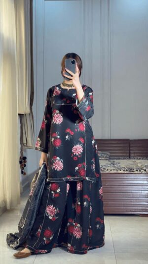 The Garnet Rose Pishwas (3-Piece)