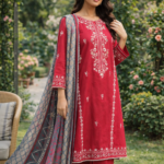 Agha Noor Embroidered Cambric 3-Piece – Magenta Pink