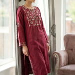 Agha Noor Embroidered Cotton Jacquard 2-Piece – Maroon