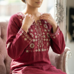 Agha Noor Embroidered Cotton Jacquard 2-Piece – Maroon