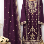Agha Noor Plum Hand-Embellished Chiffon 2-Piece