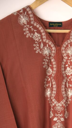 Agha Noor Embroidered Khaddar 2-Piece – Rust Farshi Suit