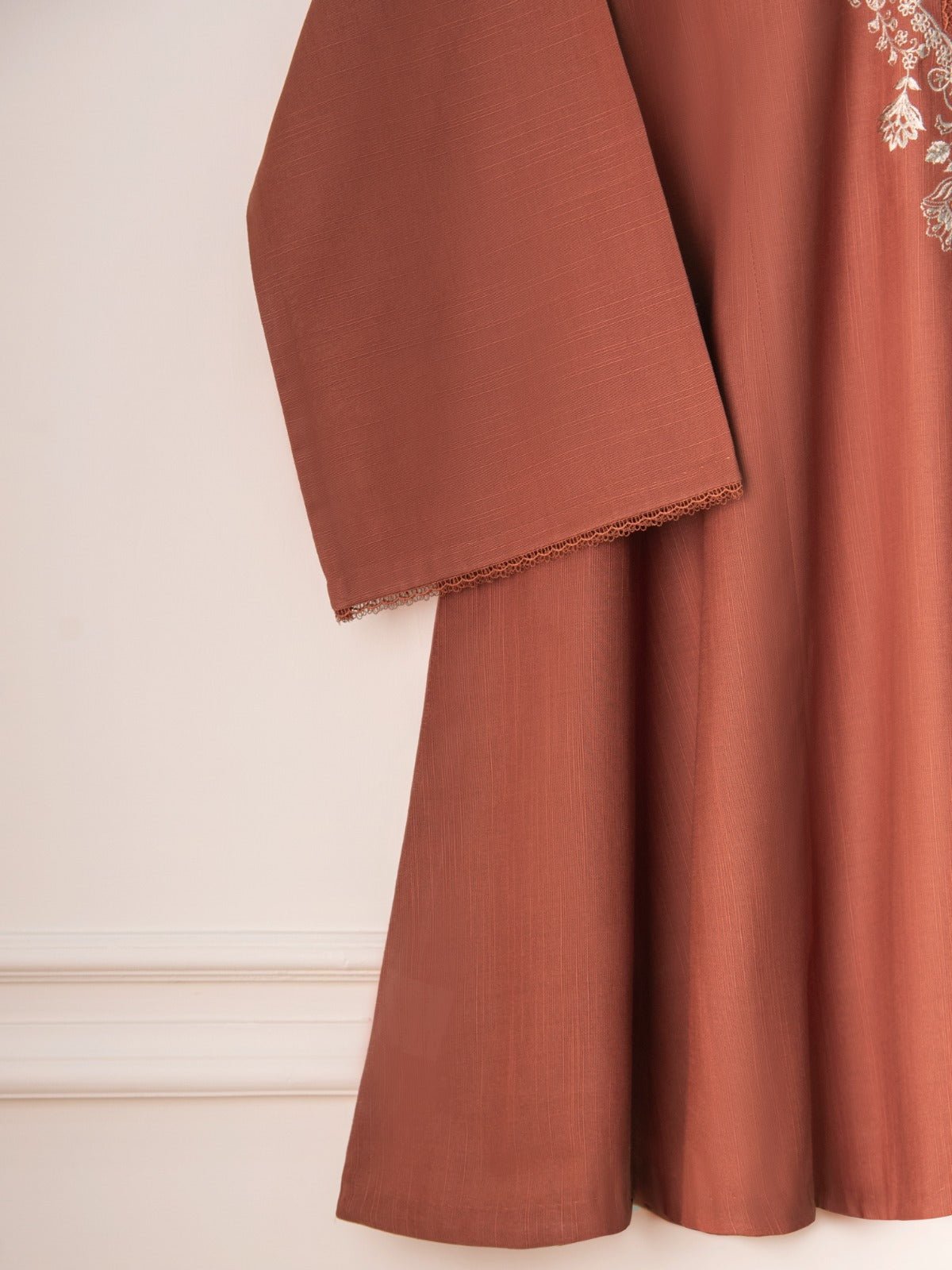 Agha Noor Embroidered Khaddar 2-Piece – Rust Farshi Suit - Image 3