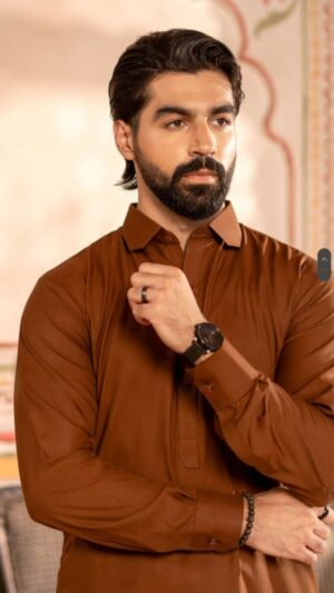 HAMZA – Rust Brown Kurta Shalwar