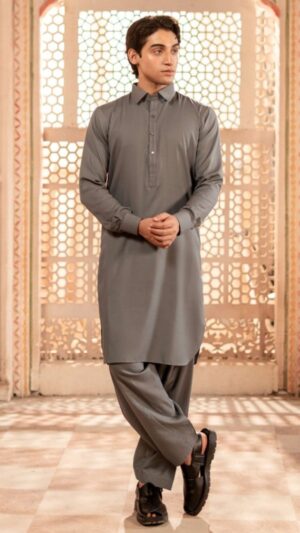 ZAYAN – Steel Grey Kurta Shalwar