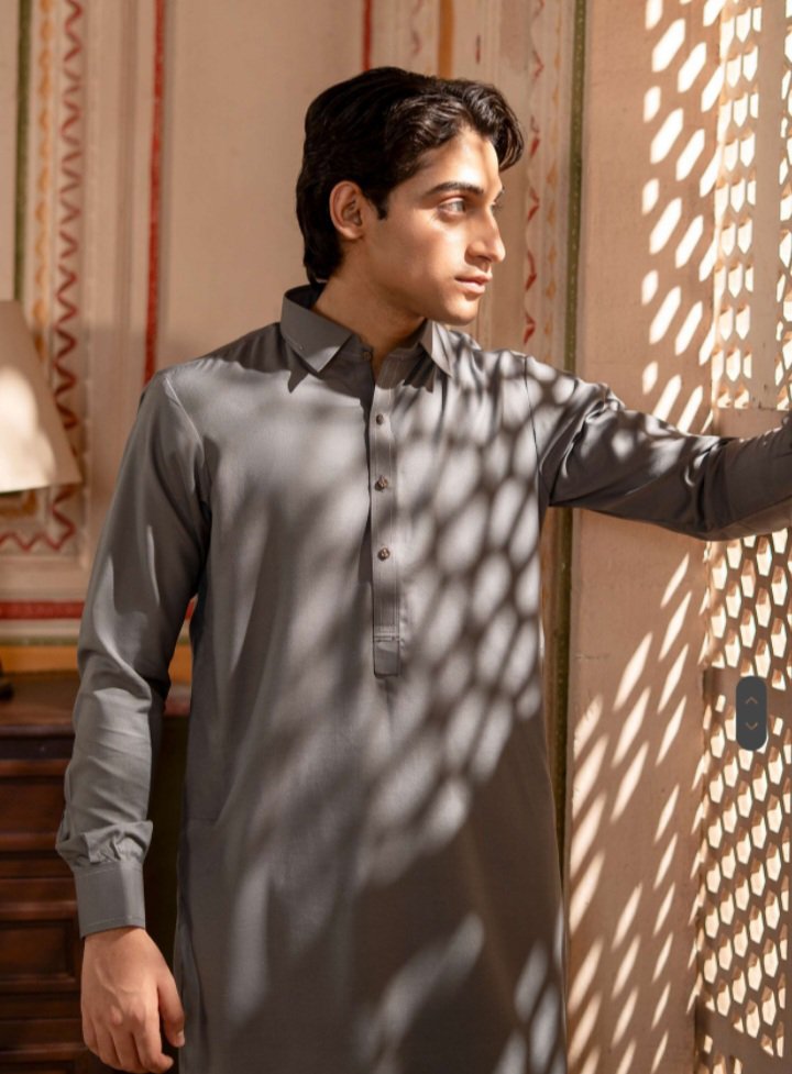 ZAYAN – Steel Grey Kurta Shalwar - Image 3