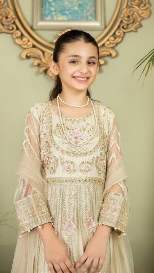 ELARA – Champagne Princess Girls Festive Dress