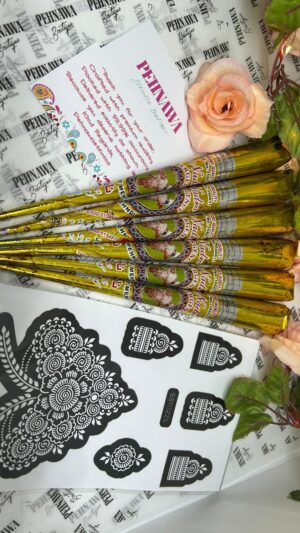 DIY Mehndi Kit – Pakistani Henna Cones with 3 Premium Stencil Sheets