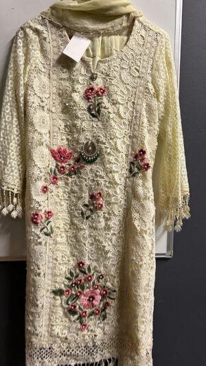 Ivory Bloom Embroidered 3-Piece Set