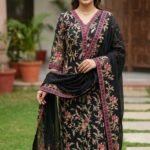 Zarmina Noir Embroidered Chiffon – 3 Piece Set