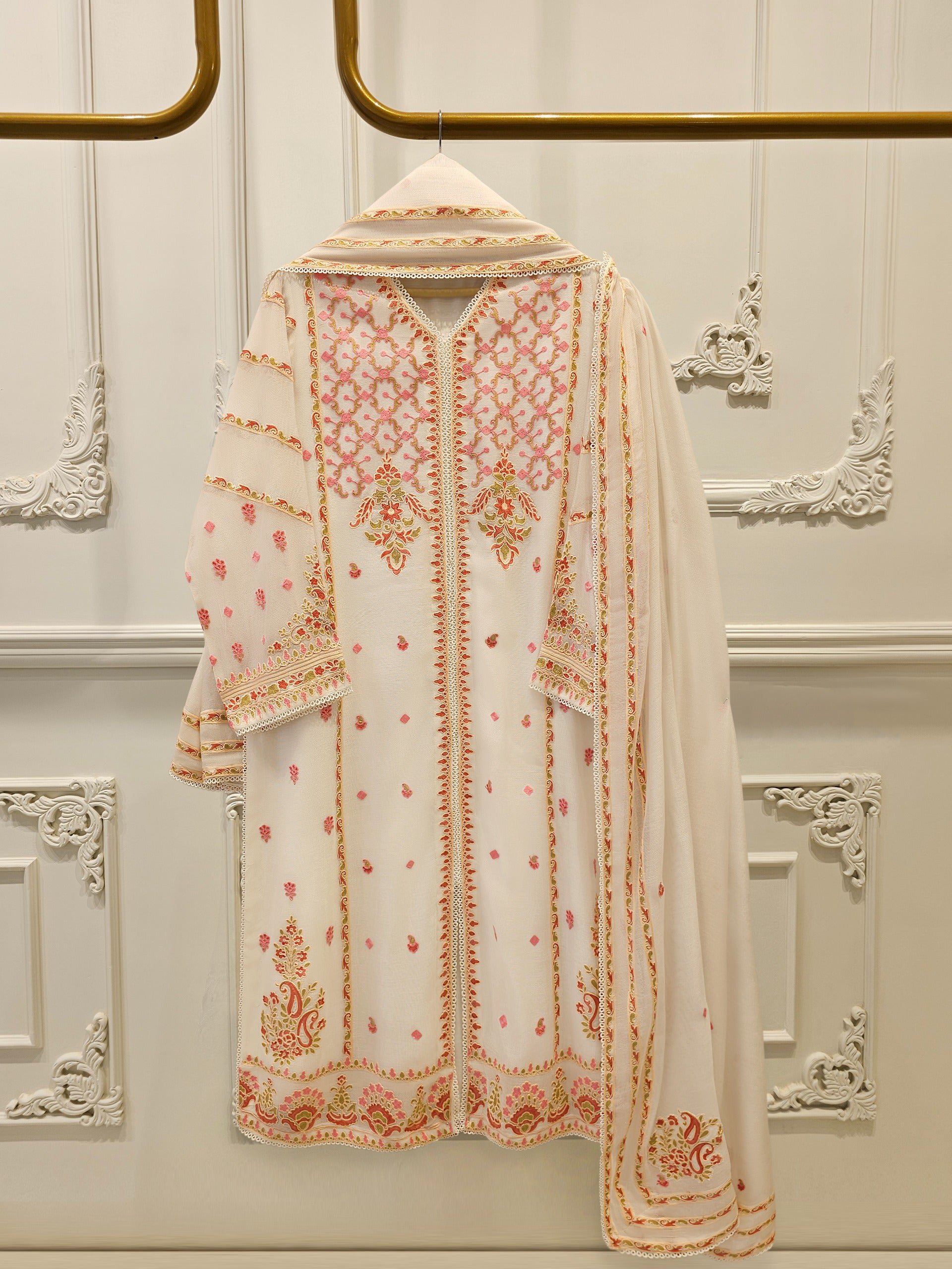 Agha Noor Nooré Luxe – Pure Embroidered Cotton Net 3PC