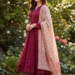 Rang Mahal Maroon Anarkali Set