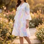 Pastel Tie-Dye Printed Cotton Tiered Short Dress