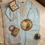Ice Blue Embroidered Dyed Grip Suit