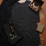 Black Embroidered Cotton Suit