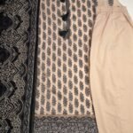 Peach and Black Printed Lawn Suit